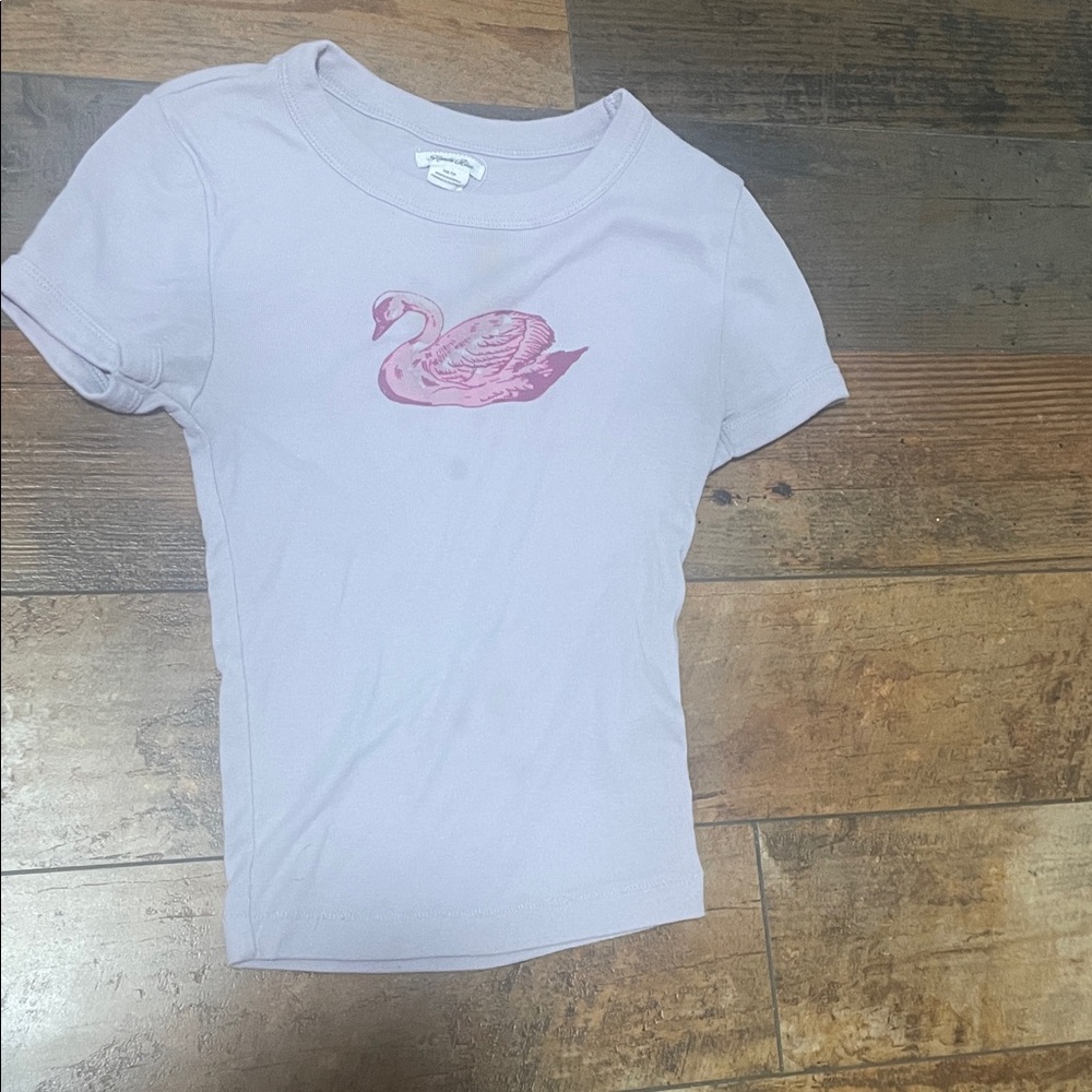 Hanna Andersson Light Purple Tee with Pink Swan